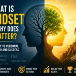 What is mindset illustration showing personal growth, positive thinking, overcoming limiting beliefs, and achieving success through mindset transformation.